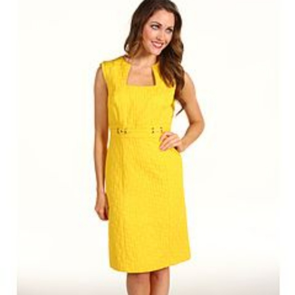 Tahari Arthur Levine Juliette Yellow Dress Size 6